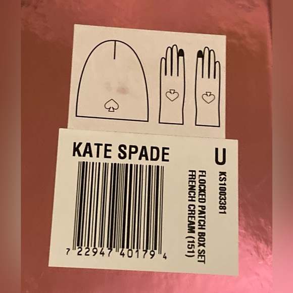 Kate Spade Flocked Patch Hat & Glove Box Gift Set - French Cream (NWT) - Picture 3 of 3